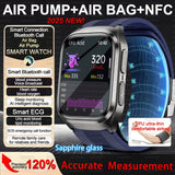 2025 New Nursing Grade Air Bag Smart Watch Men Blood Fat ECG+PPG Blood Pressure Broadcast NFC HD BT Call Health SmartWatch Woman