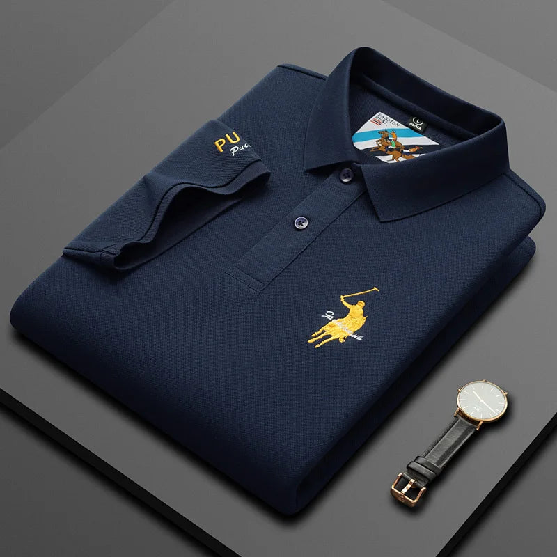 Men's Embroidered Cotton Polo Shirt – Breathable Summer Fit