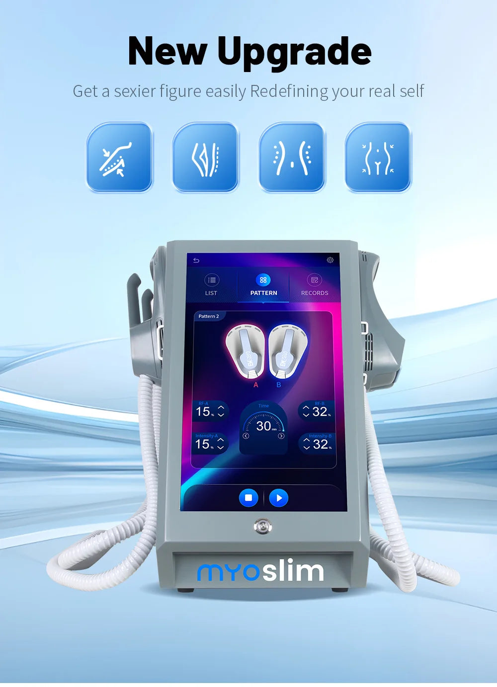 MYOslim Body Building Machine RF Fat Removal 4 Handles Muscle Sculpting Body Muscle Stimulation for Fitness