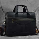 Luufan Genuine Leather Men's Business Handbag 15" Laptop Briefcase Bag Male A4 Document Shoulder Message Computer Bag Work Tote
