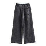 2024 Autumn Jeans Sets Women Turn-down Collar Casual Top Fashion High Waist Streetwear Female Denim Pant Two Piece Set