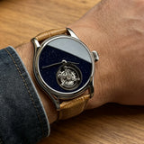 Merkur 100% Tourbillon Watch Men's Sapphire Waterproof Watch For Men Mechanical Wristwatches Relogio Masculino Leather Band