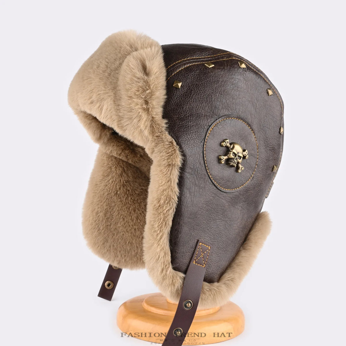 Retro Rivet Metal Hat Men's Ski Cap Winter Hat Thickened Warm Ear Protection Hats Pilot Hats Classic Riding Hat털모
