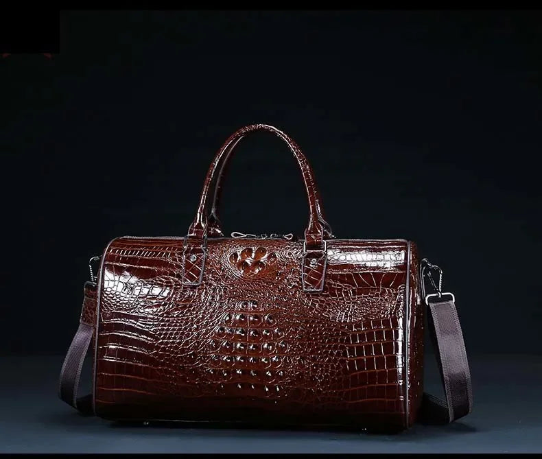 2024 New Cow Genuine Alligator Leather Travel Bags Luxury Men Large Capacity Portable Male Shoulder Bags Brand Travel Duffle Bag