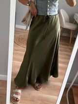Women's Satin Maxi Skirt – Elegant Ankle-Length