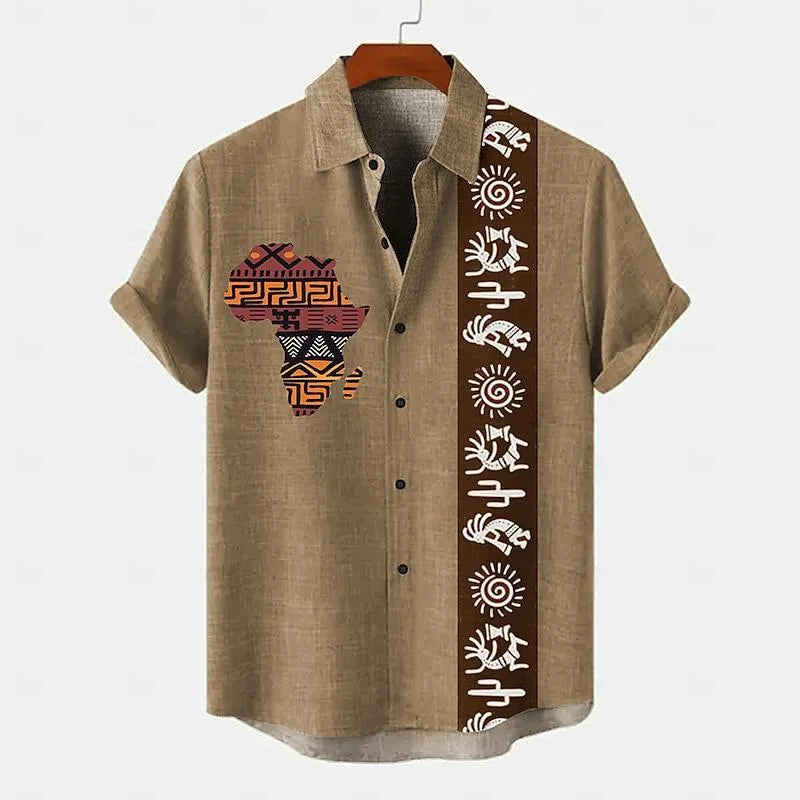 Men's Retro Hawaiian Print Short Sleeve Casual Shirt