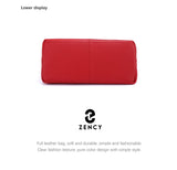 Zency 100% Genuine Leather Large Women Top Handle Shoulder Bag Tote Handbag Purse Black Leather Hobo Bag Underarm Zipper Bags