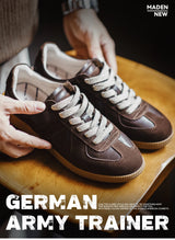 Maden Classic Brown Spliced German Trainer Shoes Flat Low-top Sneakers for Men's Spring and Autumn Casual Lace-up Sporty Shoes