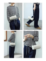 Full Grain Leather Soft Balck Small Size Crossbody Bags For Women Luxury Adjustable Shoulder Strap Underarm Bag Portable Handbag