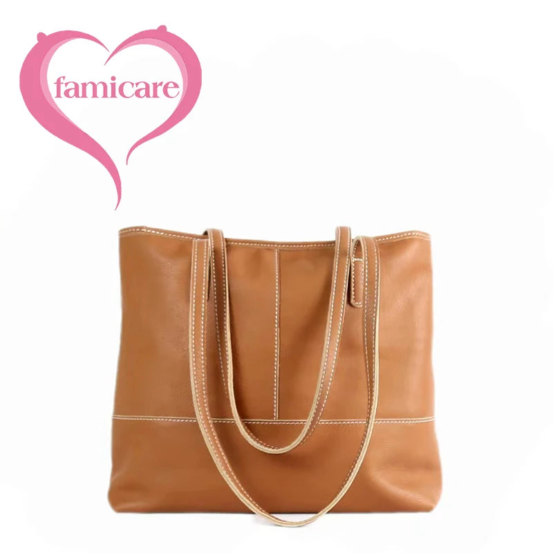 Bag Women 2022 New Summer Genuine Leather Tote Female Casual Fashion Simple Underarm Shoulder Bag Large Capacity Shopper Handbag