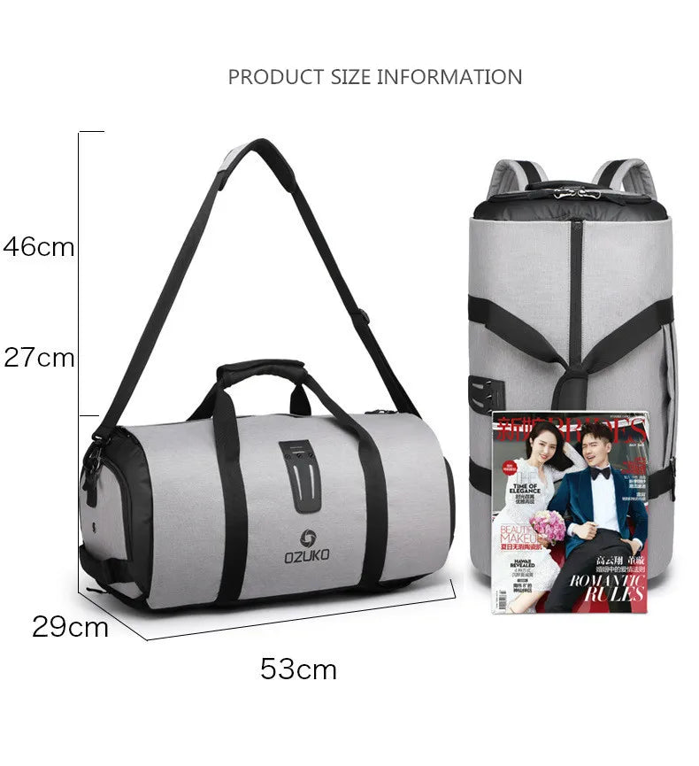OZUKO Garment bag Multifunction Men Suit Storage Large Capacity Luggage Handbag Male Waterproof Travel Duffel Bag Shoes Pocket