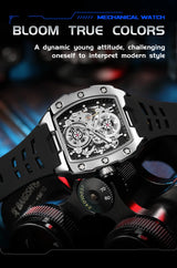 Luxury Automatic Skeleton Watch – Waterproof Silicone Sport Wristwatch