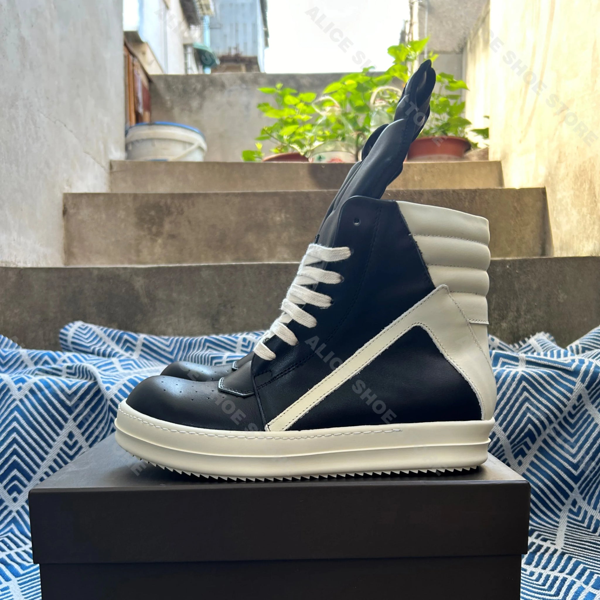 New Punk Women Ankle Boot Men Sneaker Designer Platform Lace-up&Zipper Shoe Black Gothic Geobasket Luxury Rock Flat Footwear