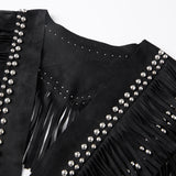 Women Studded Suede Collar Shawl Scarf Wrap Western Fringe Vest Boho Hippie Cowgirl Outfits