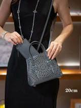 New Tote Bag French Cowhide Handmade Bag Niche Laser Engraved Hollow Leather Vegetable Basket Bag Casual Versatile Temperament