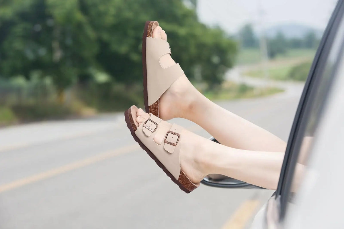 Women’s Suede Sandals with Cork Footbed