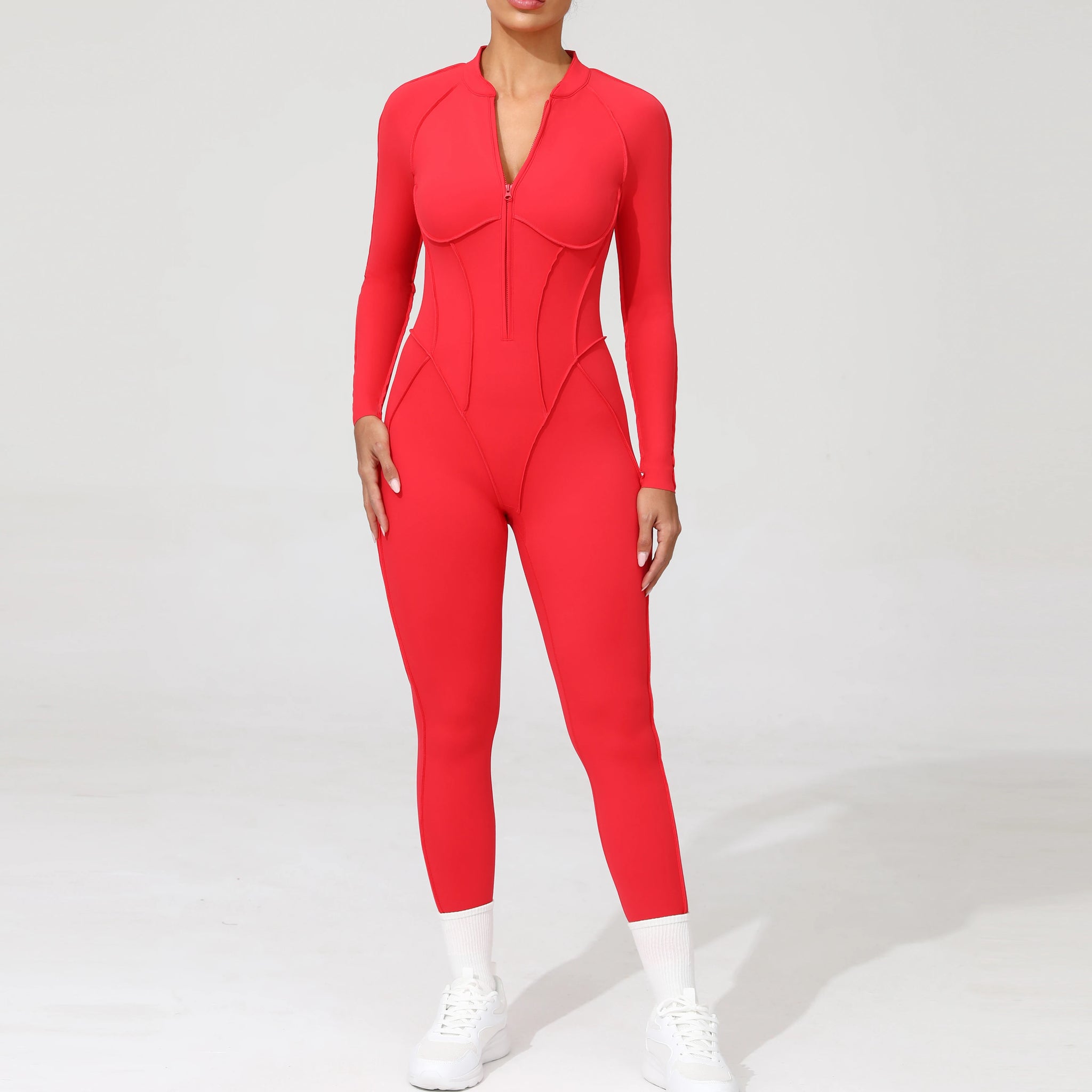 Long Sleeve Zip-Front Yoga Jumpsuit