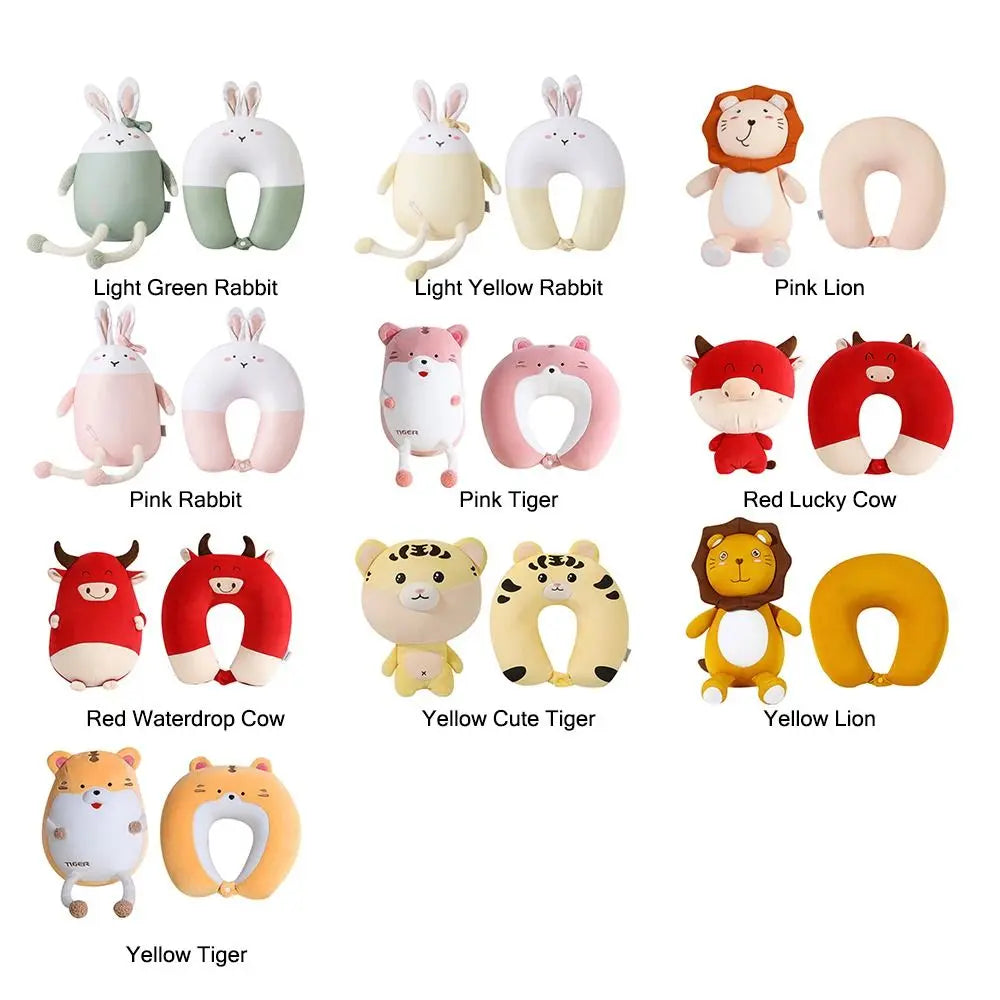 2-in-1 Cartoon Animal Travel Neck Pillow | U-Shape