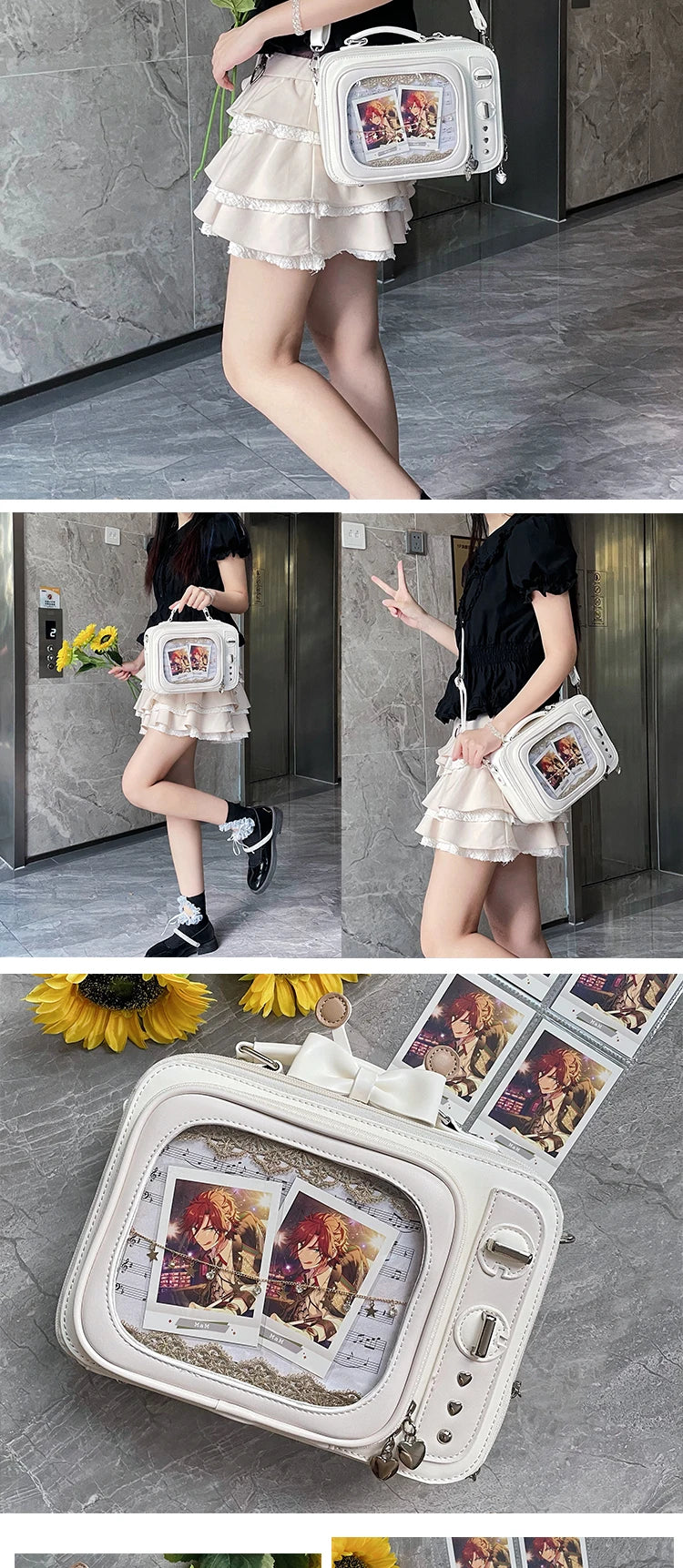 Novelty Tv Shape Ita Bag Retro Television Women Shoulder Bag Design Ita Backpack with Inserts Girls Crossbody Bag