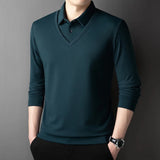 Men's Contrast Polo Shirt – Relaxed Long Sleeve Layered Look