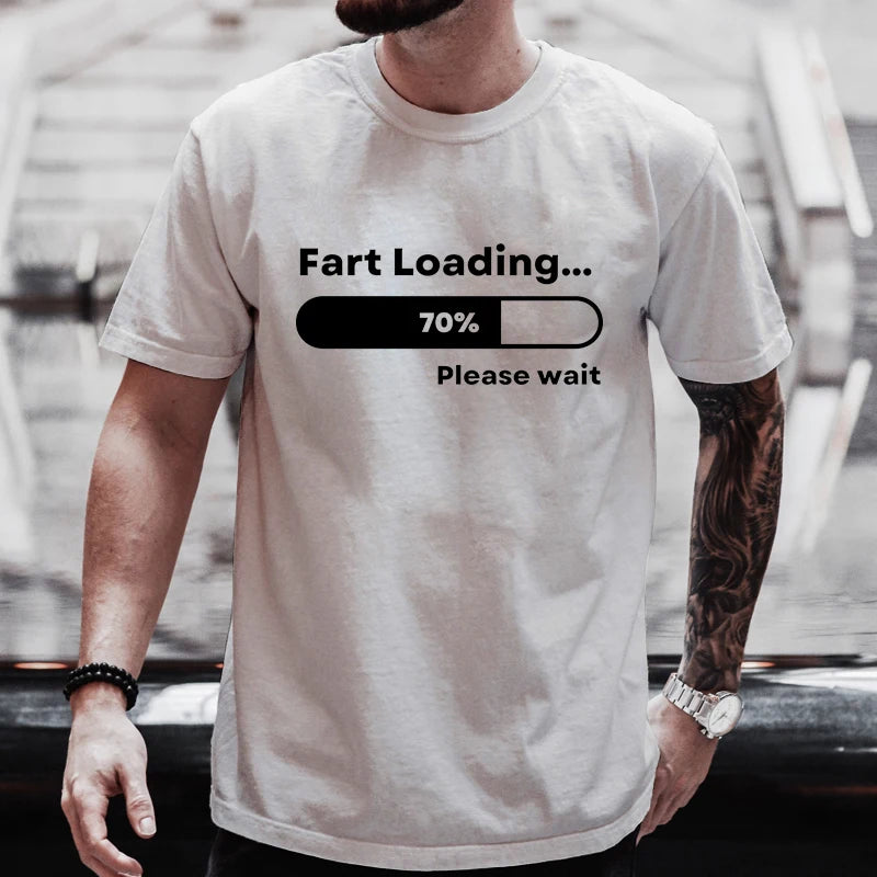 Huge Fart Loading Men's T-shirt Humor Tee Joke Gag Tshirt for Dad Gifts Guys Male Clothes Short Sleeve Tees Funny Graphic Tops