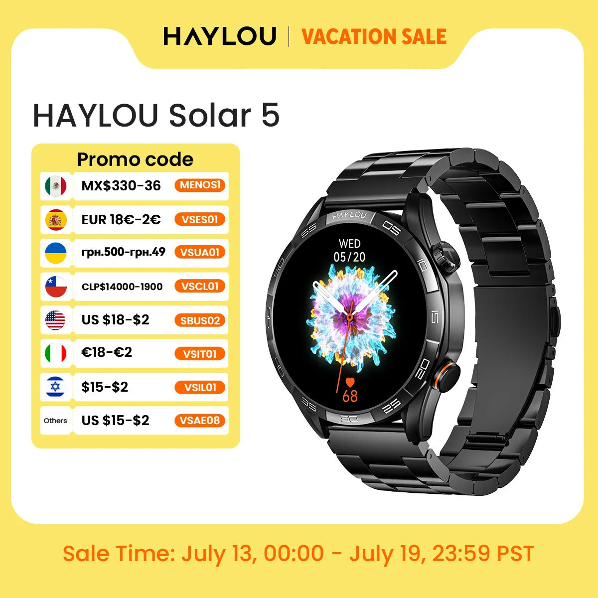 HAYLOU Solar 5 Voice Calling Smartwatch 1.58'' AMOLED Display 60Hz Smart Watch 24H Health Monitoring Sports Smartwatch for Men