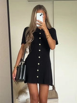 Elegant Ribbed Knit Mini Dress