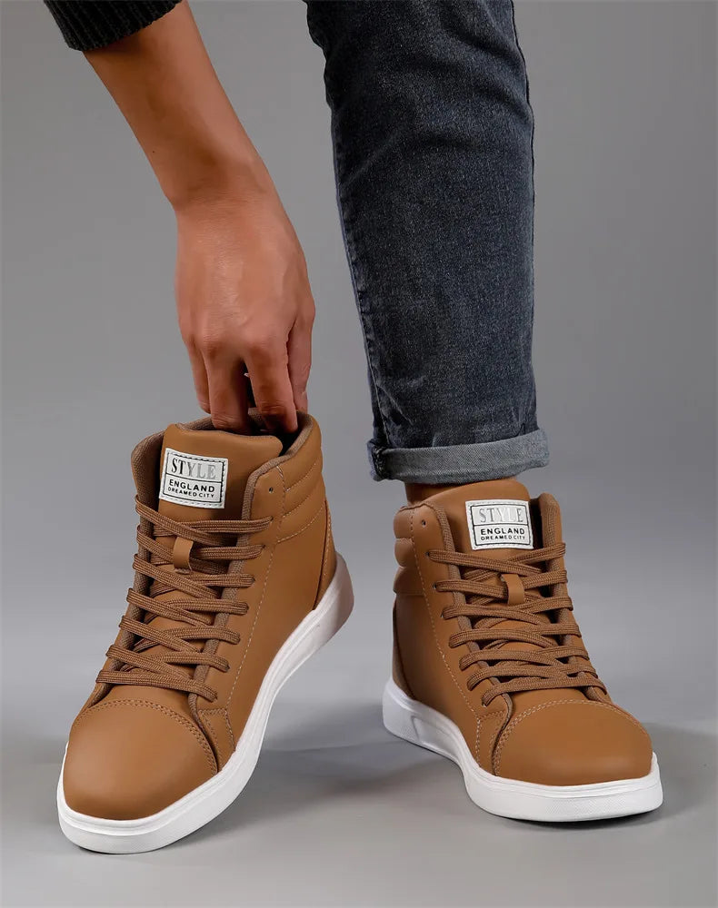 2026 Spring Fashion Red Men's Sneakers High Top Skateboarding Shoes for Men Women Comfortable Unisex Leather Sneakers Size 35-46