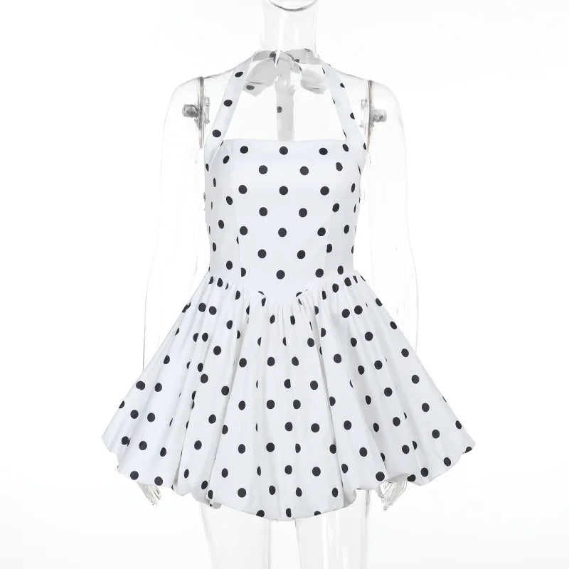 Polka Dot Halter Mini Dress