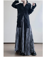 UMI MAO Irregular Fold Maxi Skirt – Elegant A-Line