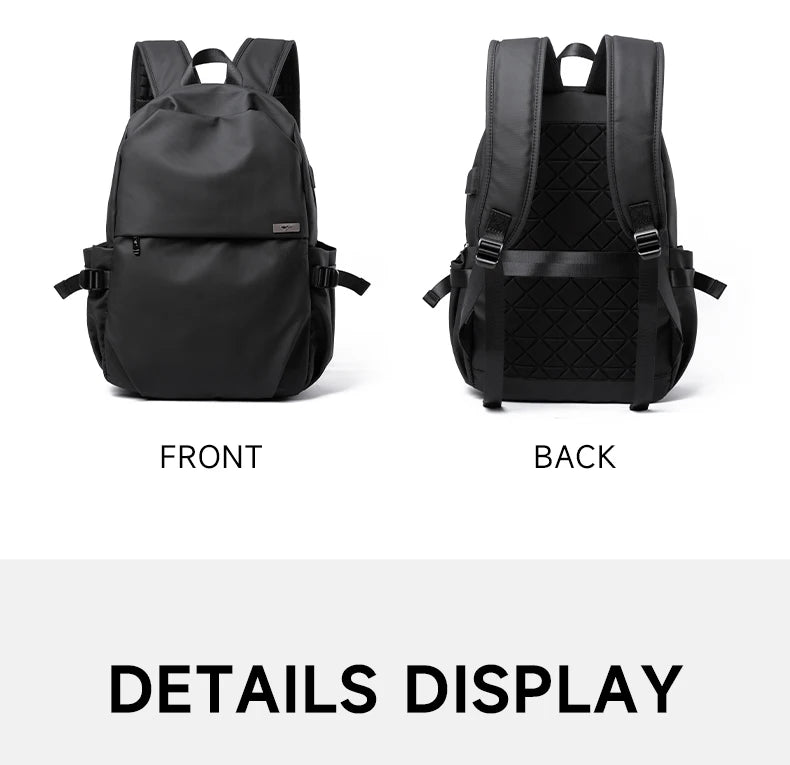 Septwolves Black Large Lapacity 16 Inch Laptop Backpack Man Women Leisure Business Waterproof PVC Leather School Bag Rucksack