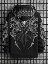 Men's Winter-Spring Hooded Sweatshirt with Skull Pattern for Casual Roller Skating Hip-Hop Streetwear