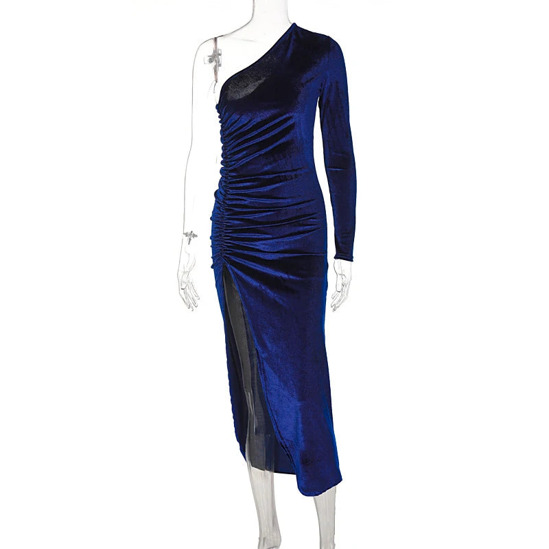Elegant Velvet Split Midi Dress