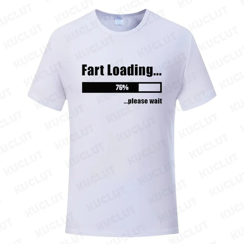 Huge Fart Loading Men's T-shirt Humor Tee Joke Gag Tshirt for Dad Gifts Guys Male Clothes Short Sleeve Tees Funny Graphic Tops