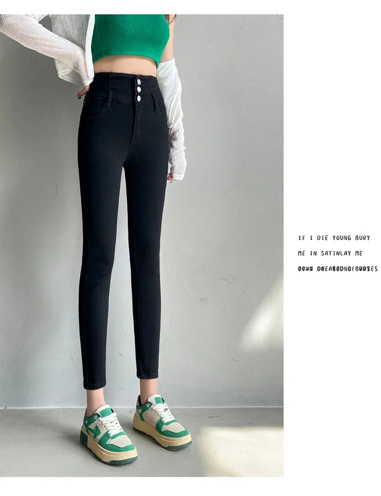 Women's High Waist Stretch Jeans – Slim Denim Pants