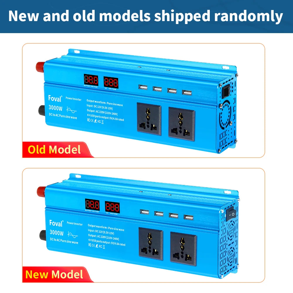 Pure Sine Wave Inverter | DC 12V to AC 220V | 1000W–3000W