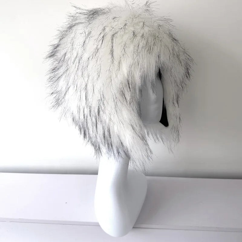 Fluffy Faux Fox Fur Trapper Hat Women pilot Hat Bomber hat men ski cap winter hat thickened warm шапка ушанка Beanies Bonnet