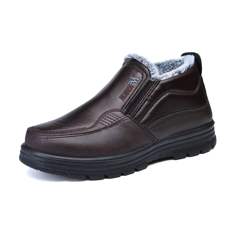 Men’s Waterproof Leather Snow Boots – Anti-Slip Winter Warmth