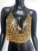 Women's Glitter Sequin Halter Top | Backless Camisole