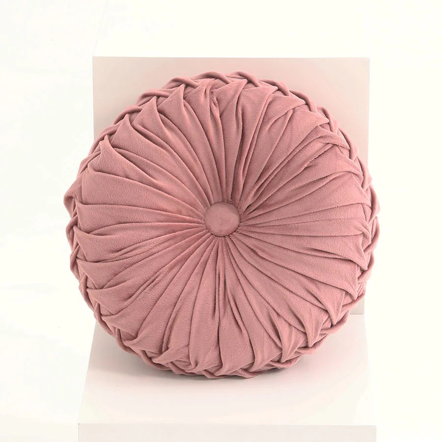 Pleated Velvet Pumpkin Cushion – Lumbar & Sofa Support