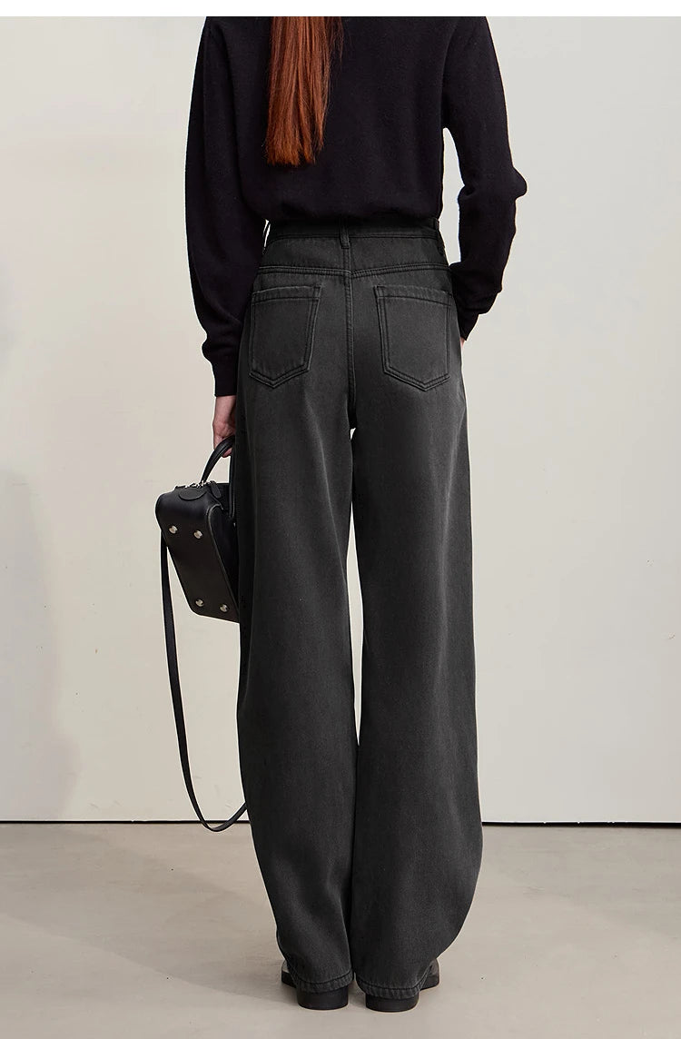 AMII Wide-Leg Warm Jeans – Winter 2025 | Women's