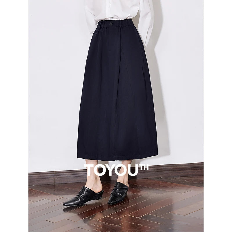 Toyouth Women's Cotton A-Line Midi Skirt | S–XL