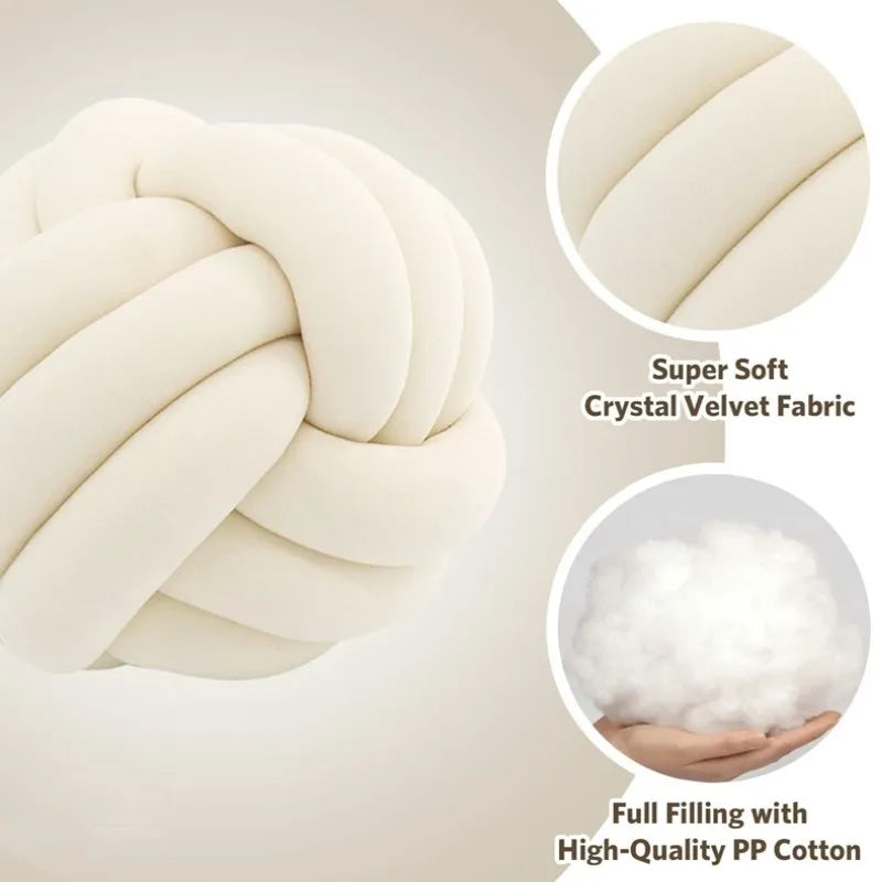 Handmade Knot Ball Throw Pillow – Soft Velvet Cushion