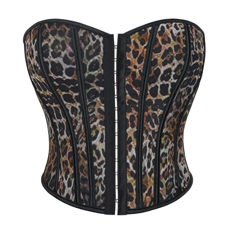 Leopard Print Strapless Corset Crop Top - USA Made Quality