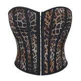 Leopard Print Strapless Corset Crop Top - USA Made Quality