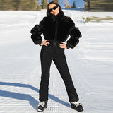Windproof Faux Fur Ski Jumpsuit