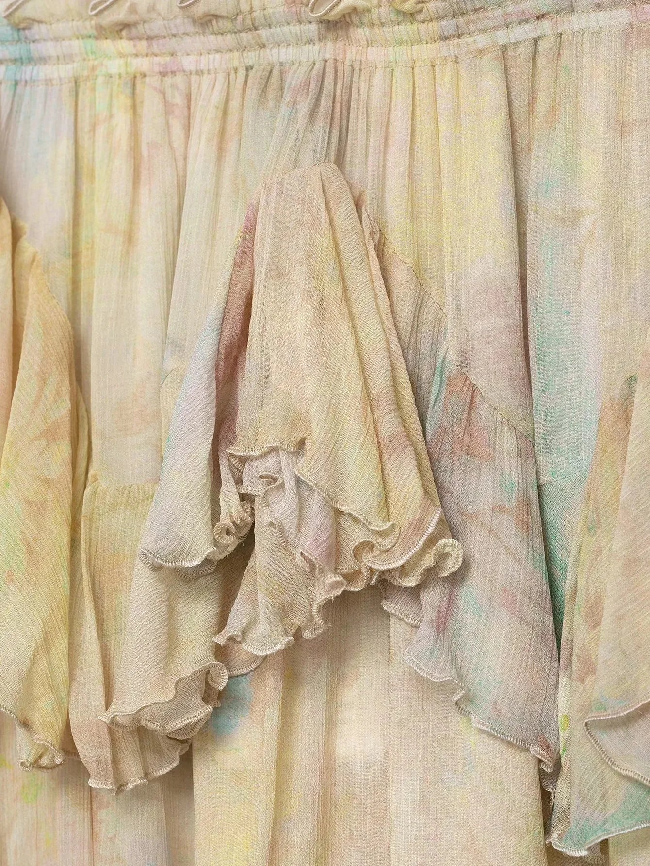 KONDALA Floral Tiered Chiffon Maxi Skirt – Boho Elegance