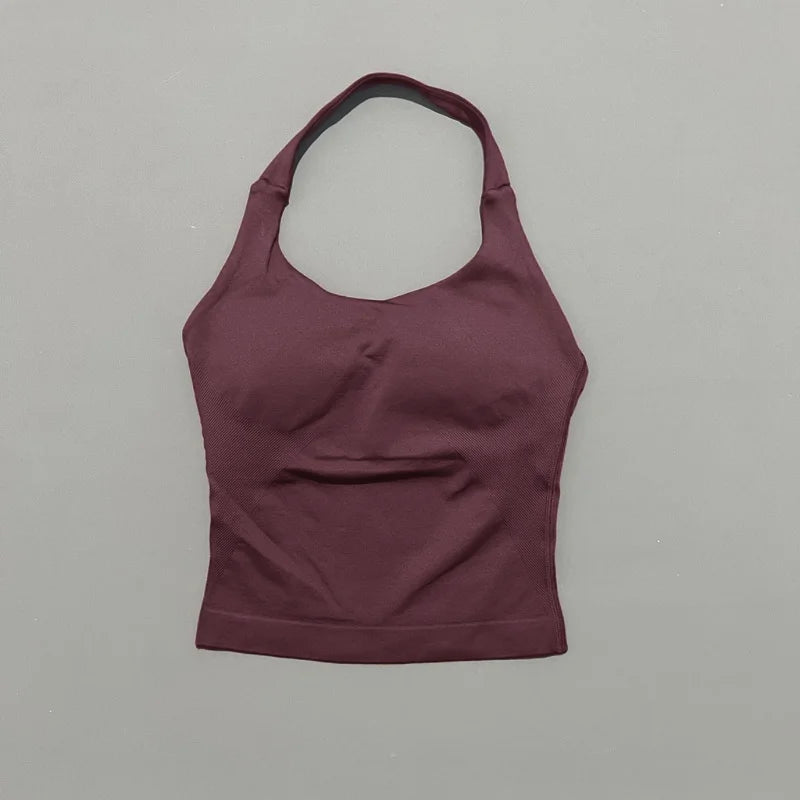 Impact Seamless Halter Longline Gym Top with Built-in Bra