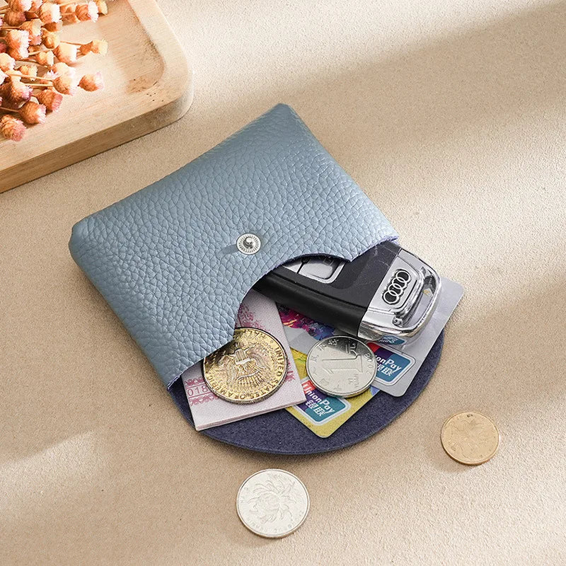 Custom Letters Fashion Women Short Wallet Genuine Leather Double Wallet Small Coin Purse Mini Credit Card Holder Key Storage Bag