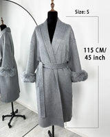 Elegant Fox Fur & Double-Sided Wool Coat